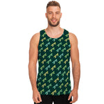 Green Dragonfly Pattern Print Men's Tank Top