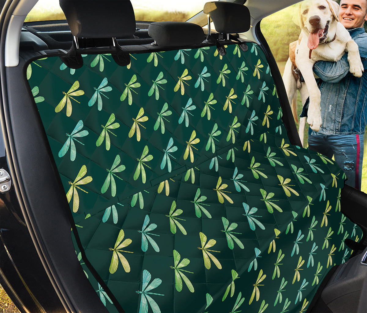 Green Dragonfly Pattern Print Pet Car Back Seat Cover