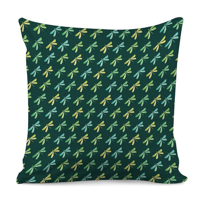 Green Dragonfly Pattern Print Pillow Cover
