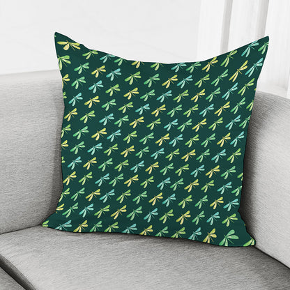 Green Dragonfly Pattern Print Pillow Cover