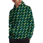 Green Dragonfly Pattern Print Pullover Hoodie