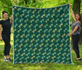 Green Dragonfly Pattern Print Quilt