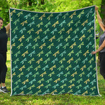 Green Dragonfly Pattern Print Quilt