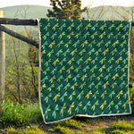 Green Dragonfly Pattern Print Quilt