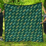 Green Dragonfly Pattern Print Quilt