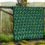 Green Dragonfly Pattern Print Quilt