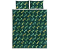 Green Dragonfly Pattern Print Quilt Bed Set