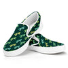 Green Dragonfly Pattern Print White Slip On Shoes