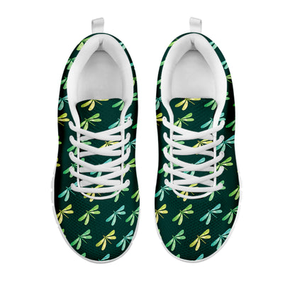 Green Dragonfly Pattern Print White Sneakers