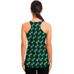 Green Dragonfly Pattern Print Women's Racerback Tank Top