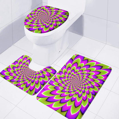 Green Expansion Moving Optical Illusion 3 Piece Bath Mat Set
