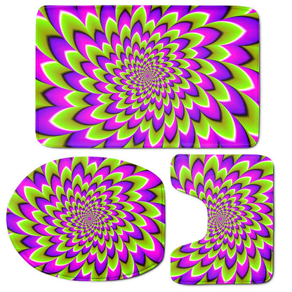 Green Expansion Moving Optical Illusion 3 Piece Bath Mat Set