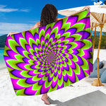 Green Expansion Moving Optical Illusion Beach Sarong Wrap