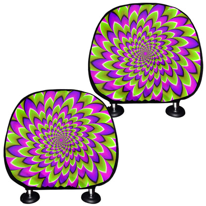 Green Expansion Moving Optical Illusion Car Headrest Covers