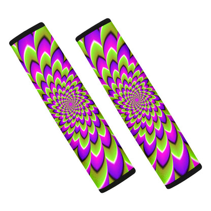 Green Expansion Moving Optical Illusion Car Seat Belt Covers