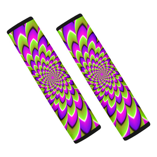 Green Expansion Moving Optical Illusion Car Seat Belt Covers