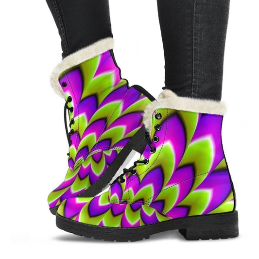 Green Expansion Moving Optical Illusion Comfy Boots GearFrost