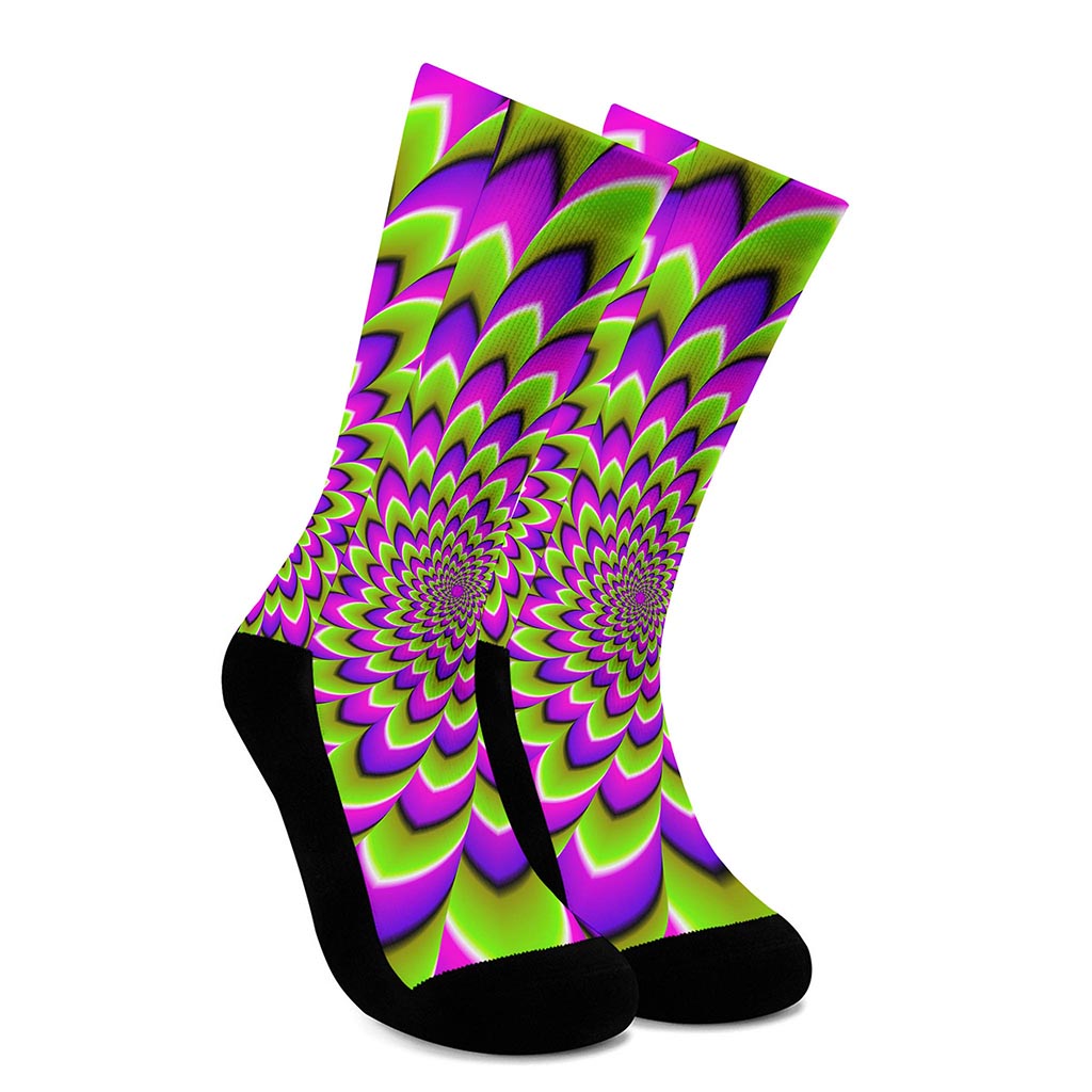 Green Expansion Moving Optical Illusion Crew Socks