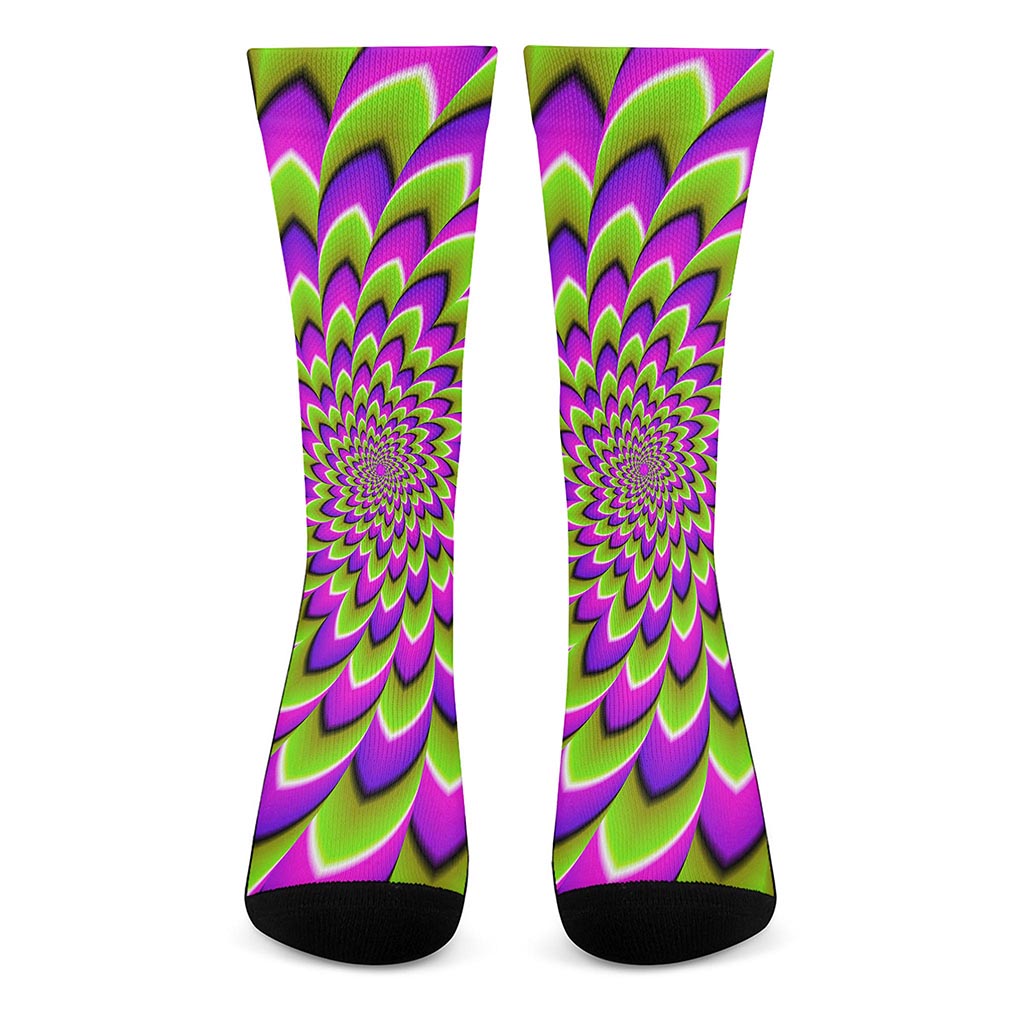 Green Expansion Moving Optical Illusion Crew Socks