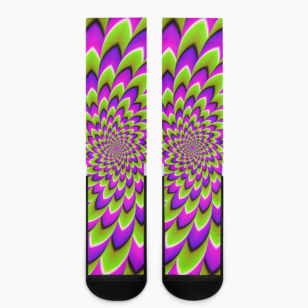 Green Expansion Moving Optical Illusion Crew Socks