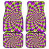 Green Expansion Moving Optical Illusion Front and Back Car Floor Mats