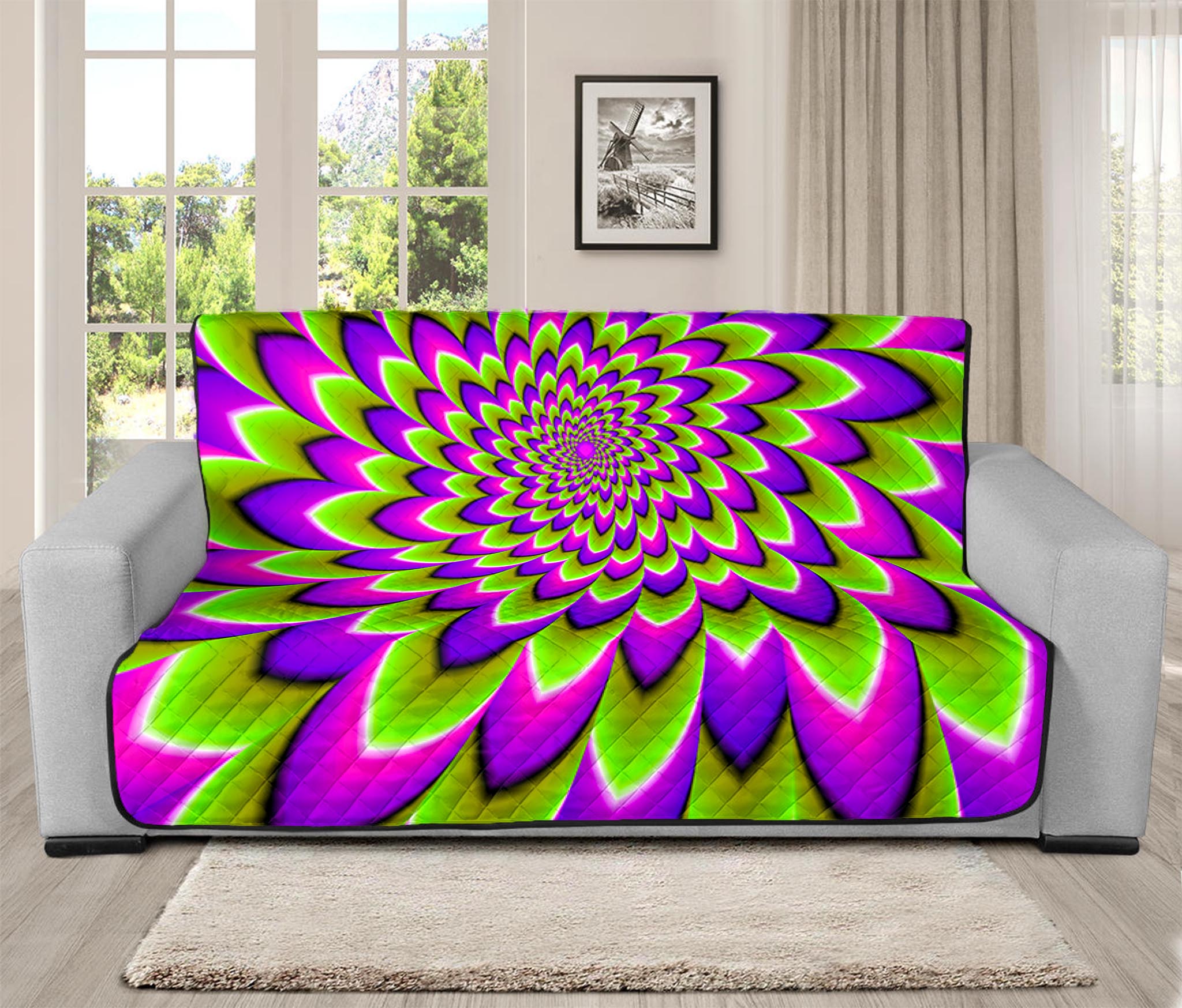 Green Expansion Moving Optical Illusion Futon Protector