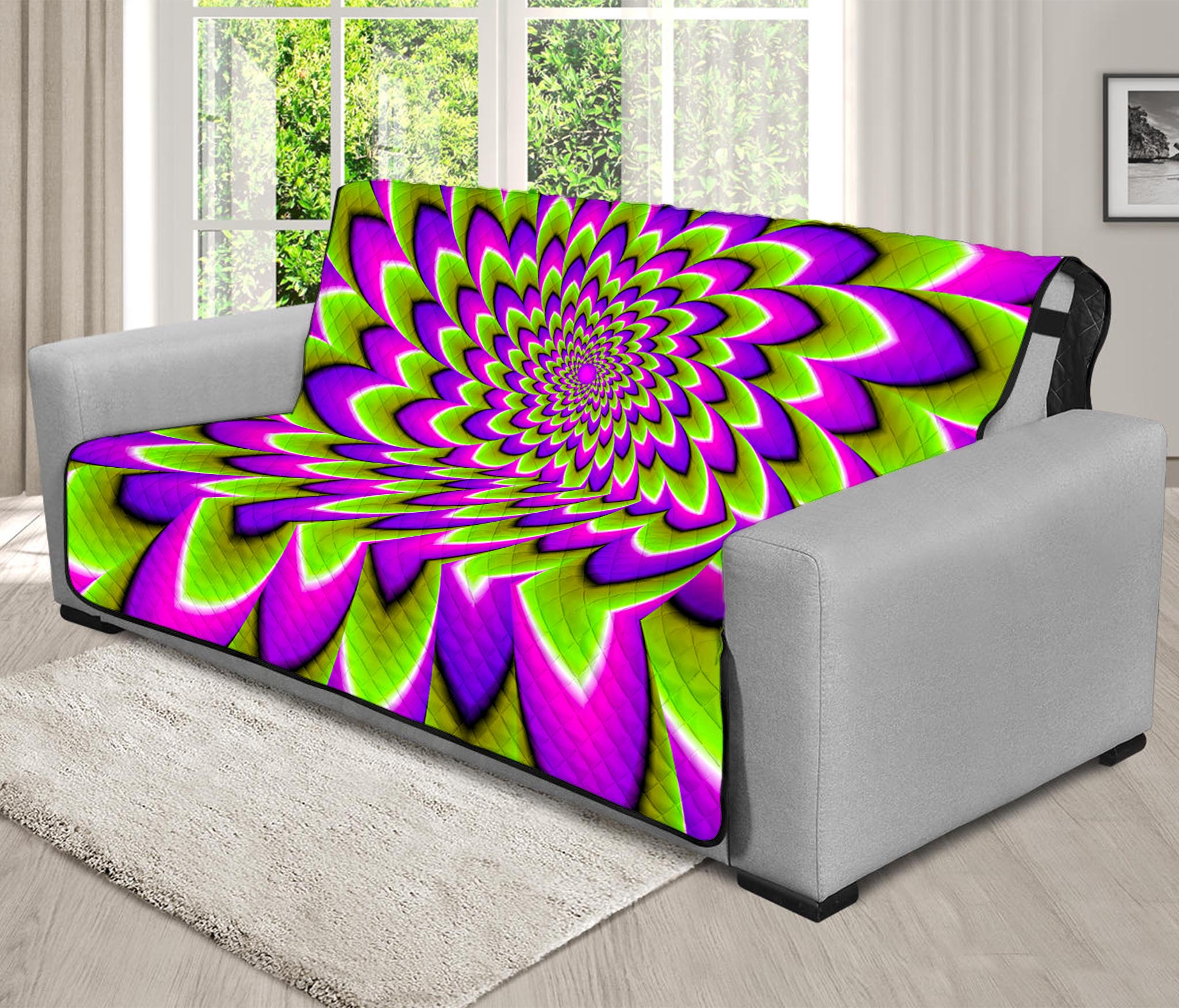 Green Expansion Moving Optical Illusion Futon Protector