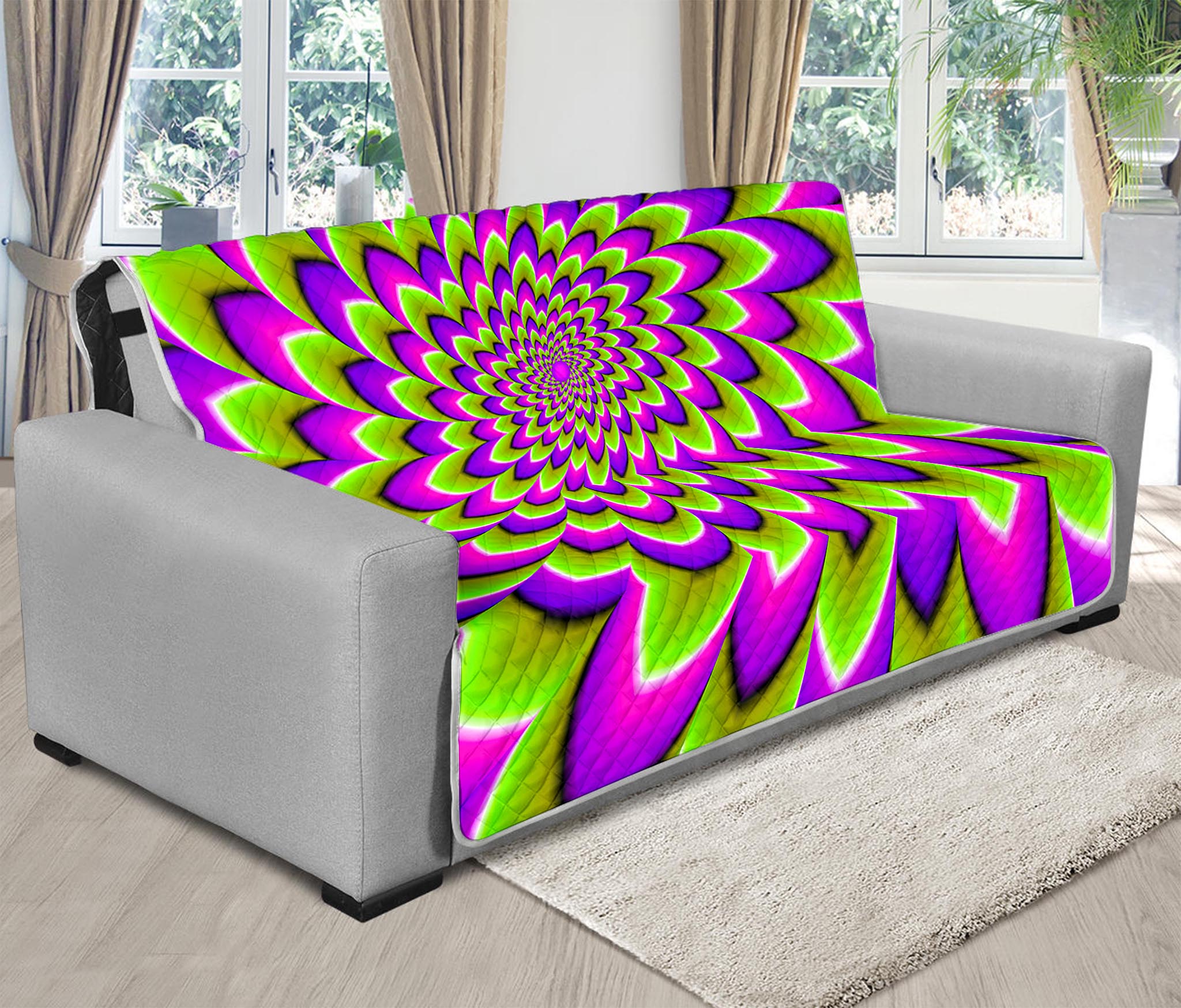 Green Expansion Moving Optical Illusion Futon Protector