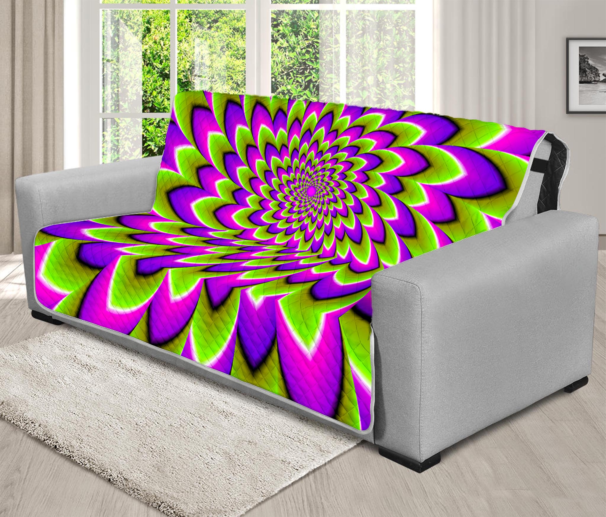 Green Expansion Moving Optical Illusion Futon Protector