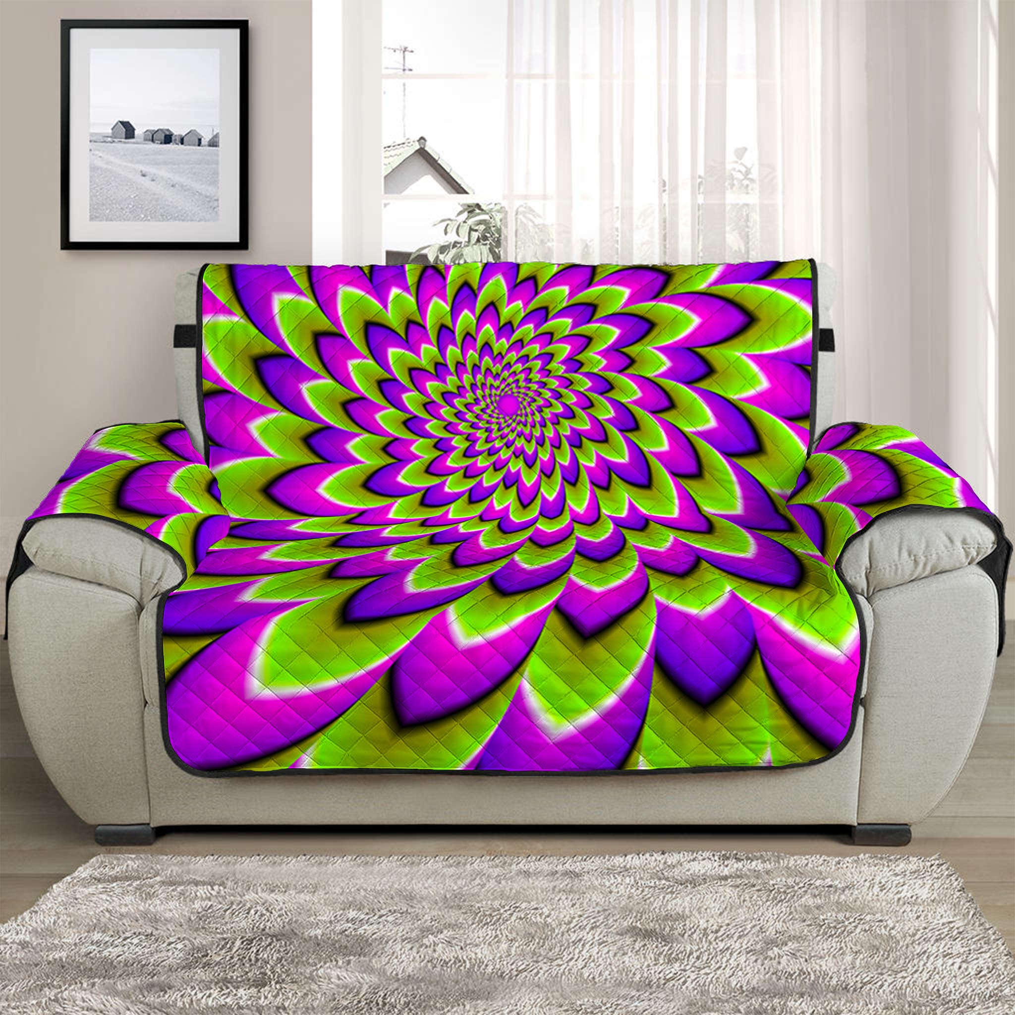 Green Expansion Moving Optical Illusion Half Sofa Protector