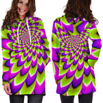 Green Expansion Moving Optical Illusion Hoodie Dress GearFrost