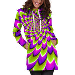 Green Expansion Moving Optical Illusion Hoodie Dress GearFrost