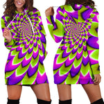 Green Expansion Moving Optical Illusion Hoodie Dress GearFrost