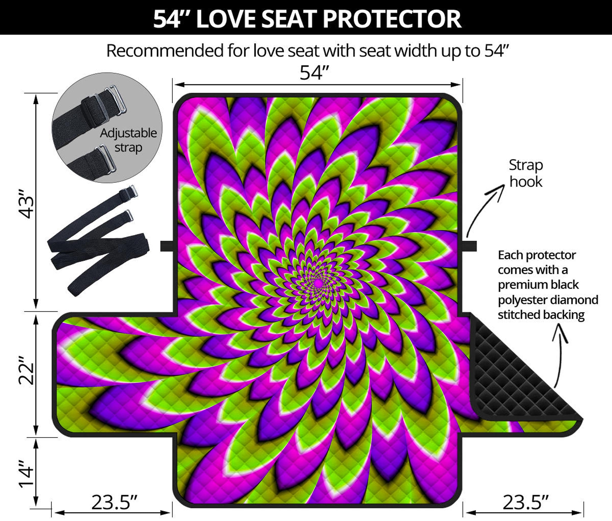 Green Expansion Moving Optical Illusion Loveseat Protector