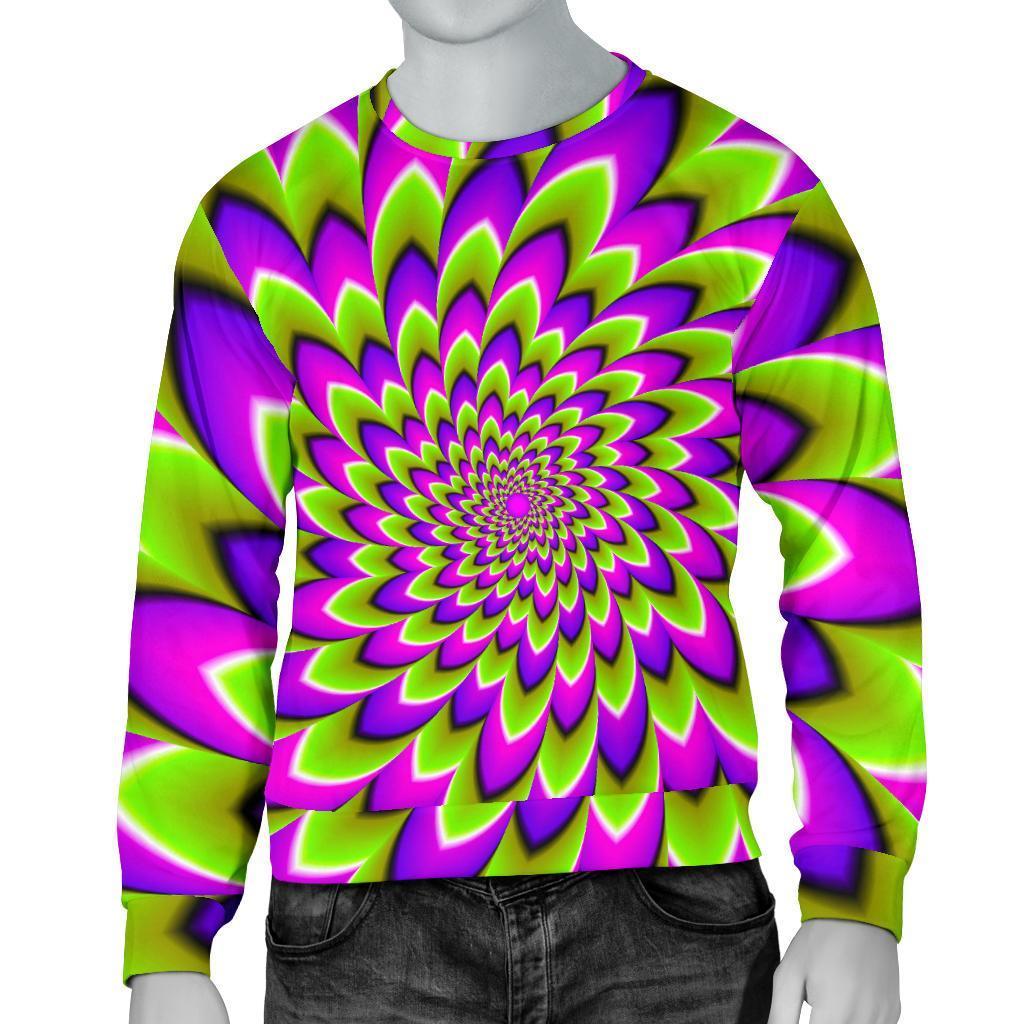 Green Expansion Moving Optical Illusion Men's Crewneck Sweatshirt GearFrost