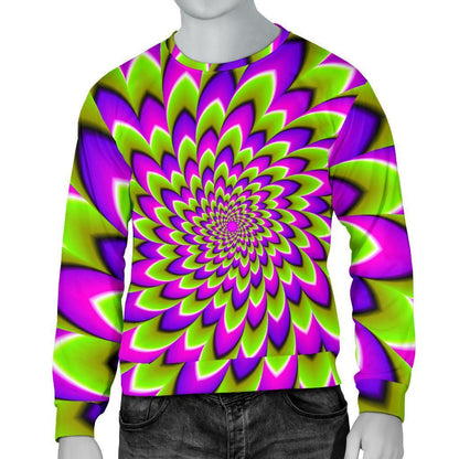 Green Expansion Moving Optical Illusion Men's Crewneck Sweatshirt GearFrost