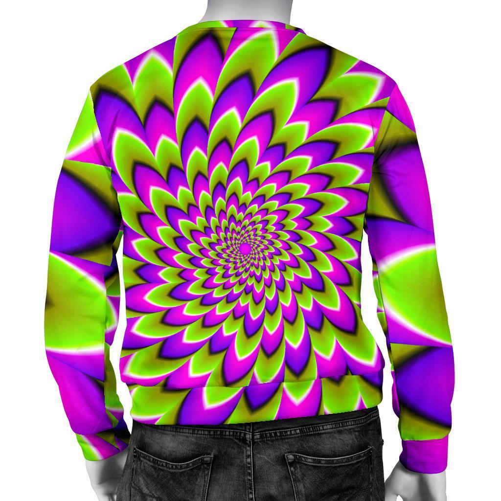 Green Expansion Moving Optical Illusion Men's Crewneck Sweatshirt GearFrost