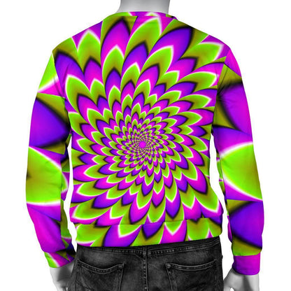 Green Expansion Moving Optical Illusion Men's Crewneck Sweatshirt GearFrost
