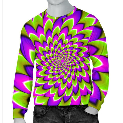 Green Expansion Moving Optical Illusion Men's Crewneck Sweatshirt GearFrost
