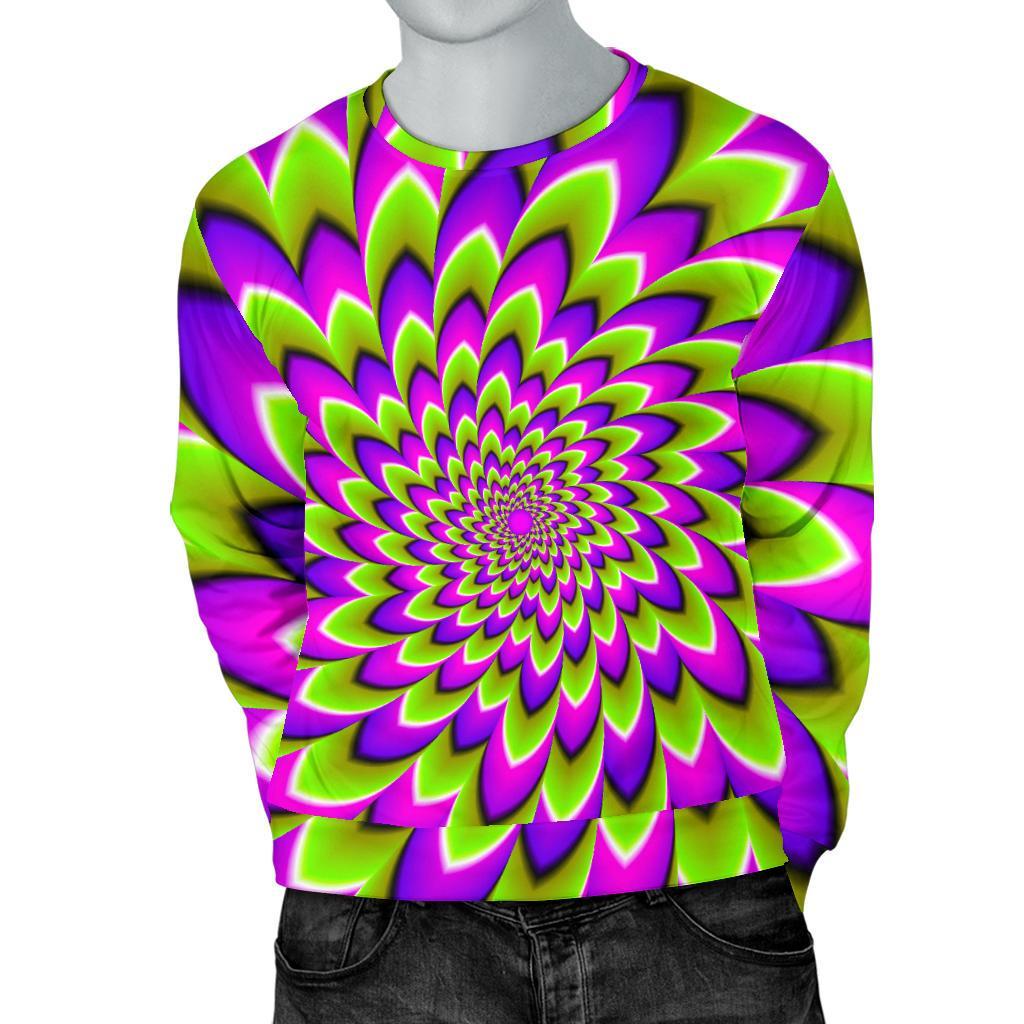 Green Expansion Moving Optical Illusion Men's Crewneck Sweatshirt GearFrost