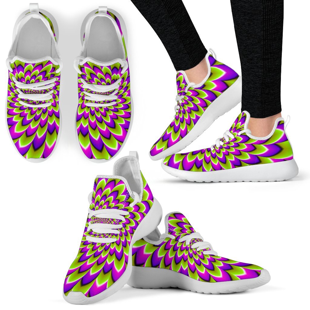 Green Expansion Moving Optical Illusion Mesh Knit Shoes GearFrost