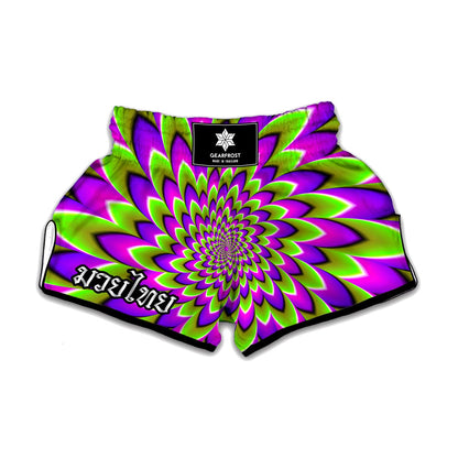 Green Expansion Moving Optical Illusion Muay Thai Boxing Shorts