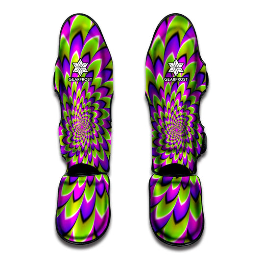 Green Expansion Moving Optical Illusion Muay Thai Shin Guard