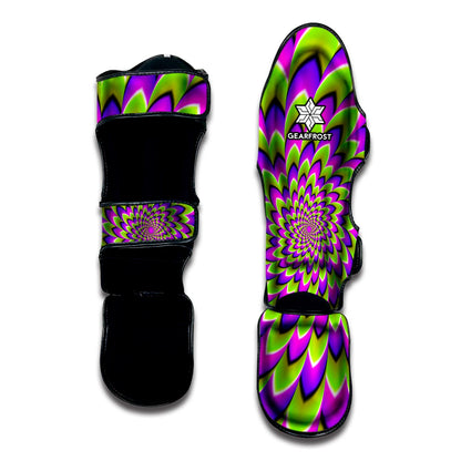 Green Expansion Moving Optical Illusion Muay Thai Shin Guard