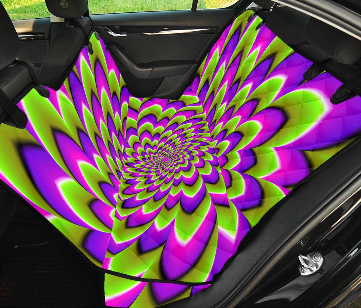 Green Expansion Moving Optical Illusion Pet Car Back Seat Cover
