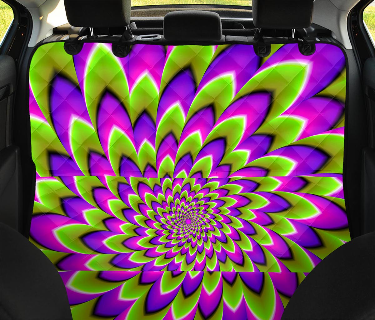 Green Expansion Moving Optical Illusion Pet Car Back Seat Cover