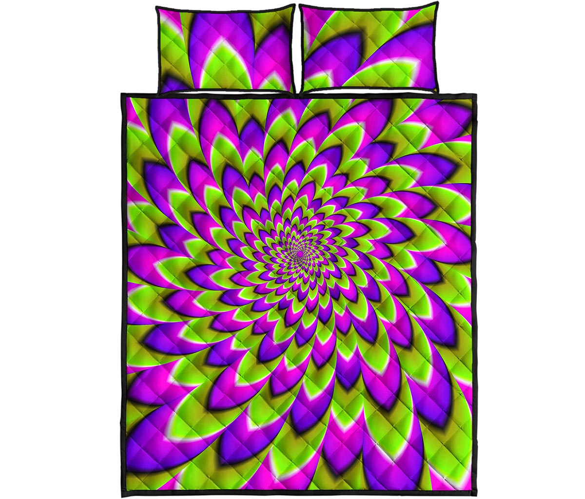 Green Expansion Moving Optical Illusion Quilt Bed Set
