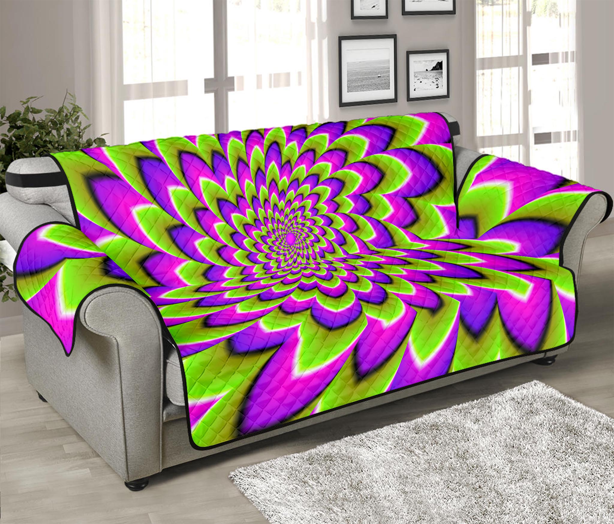 Green Expansion Moving Optical Illusion Sofa Protector