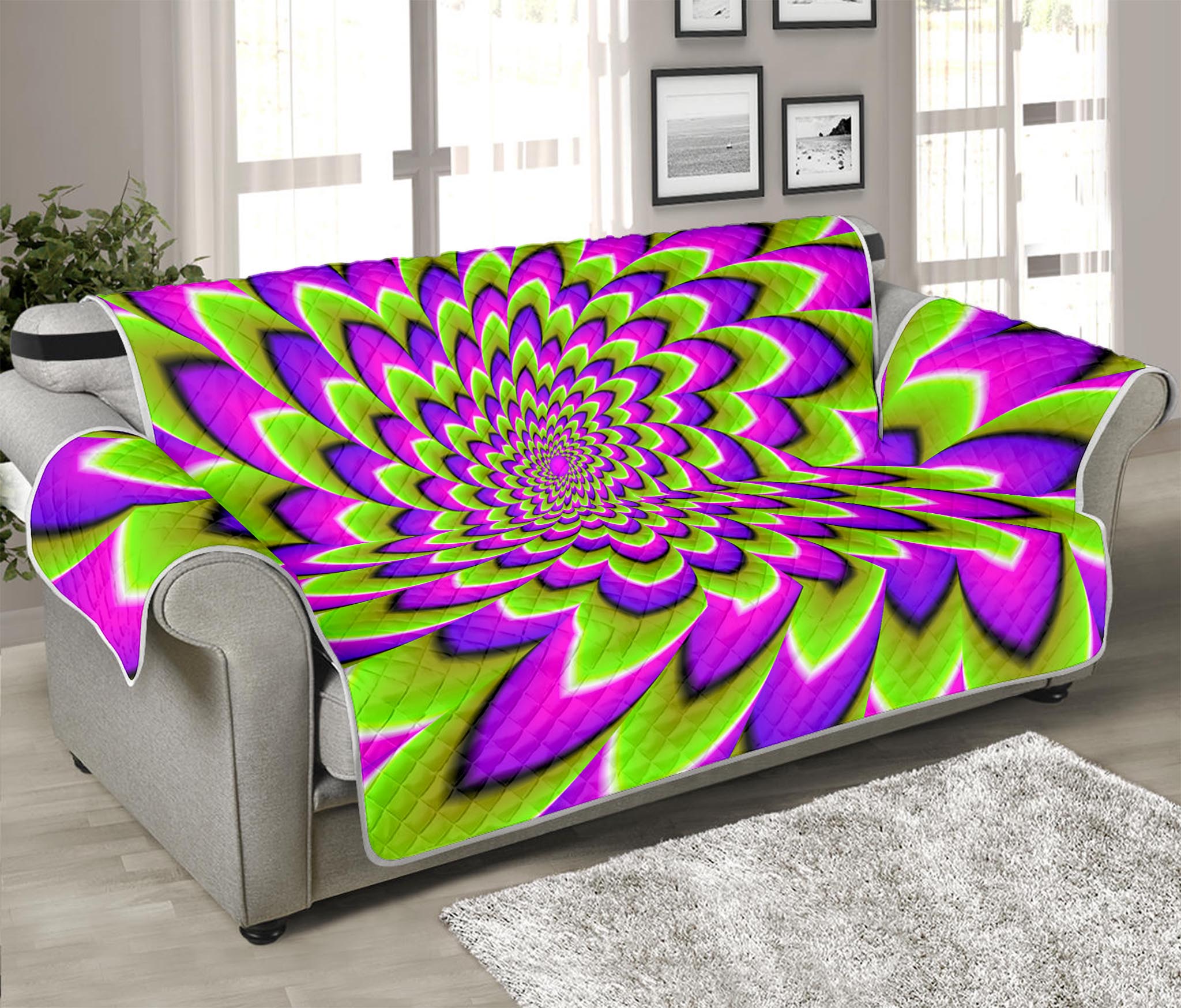 Green Expansion Moving Optical Illusion Sofa Protector