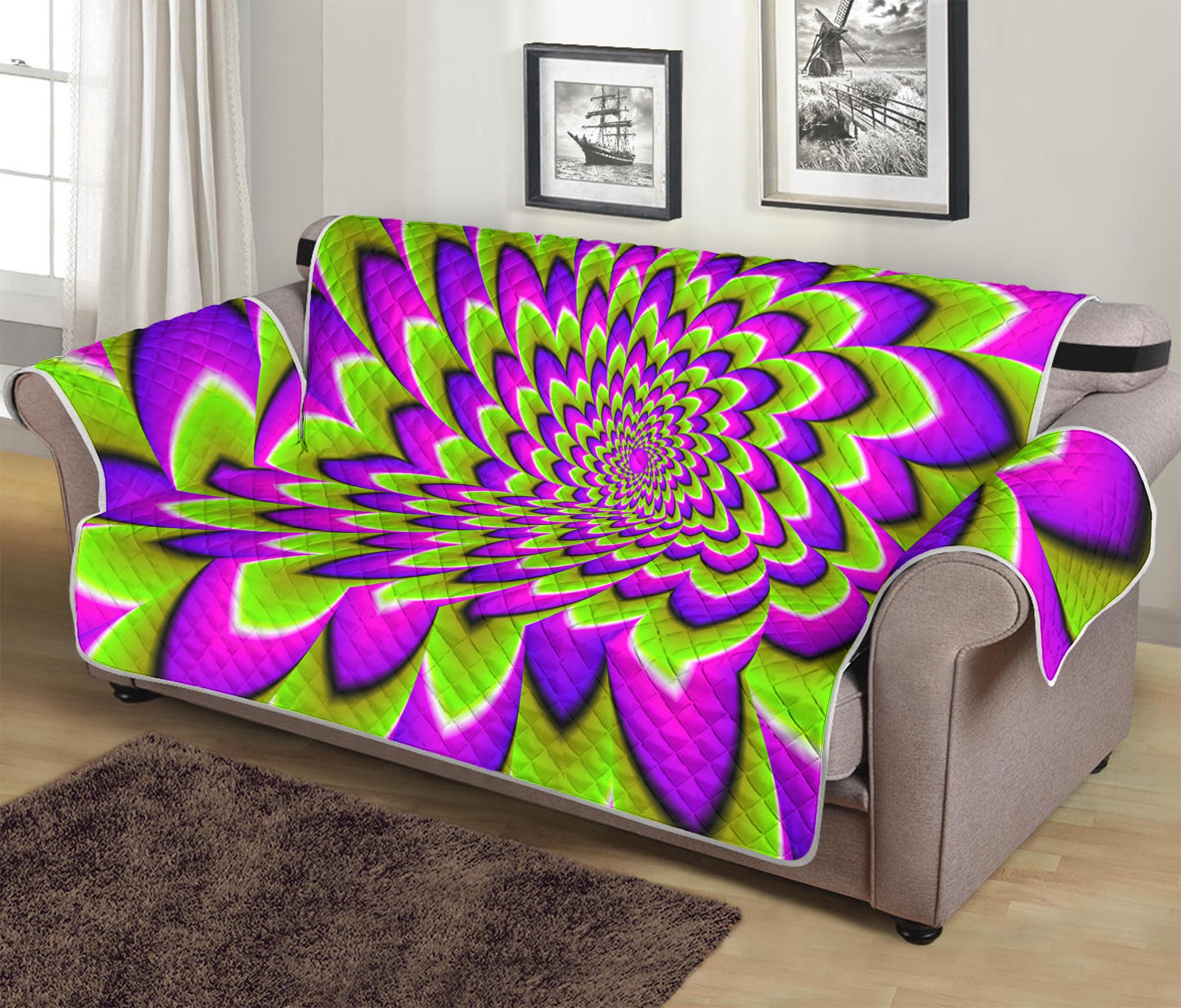 Green Expansion Moving Optical Illusion Sofa Protector